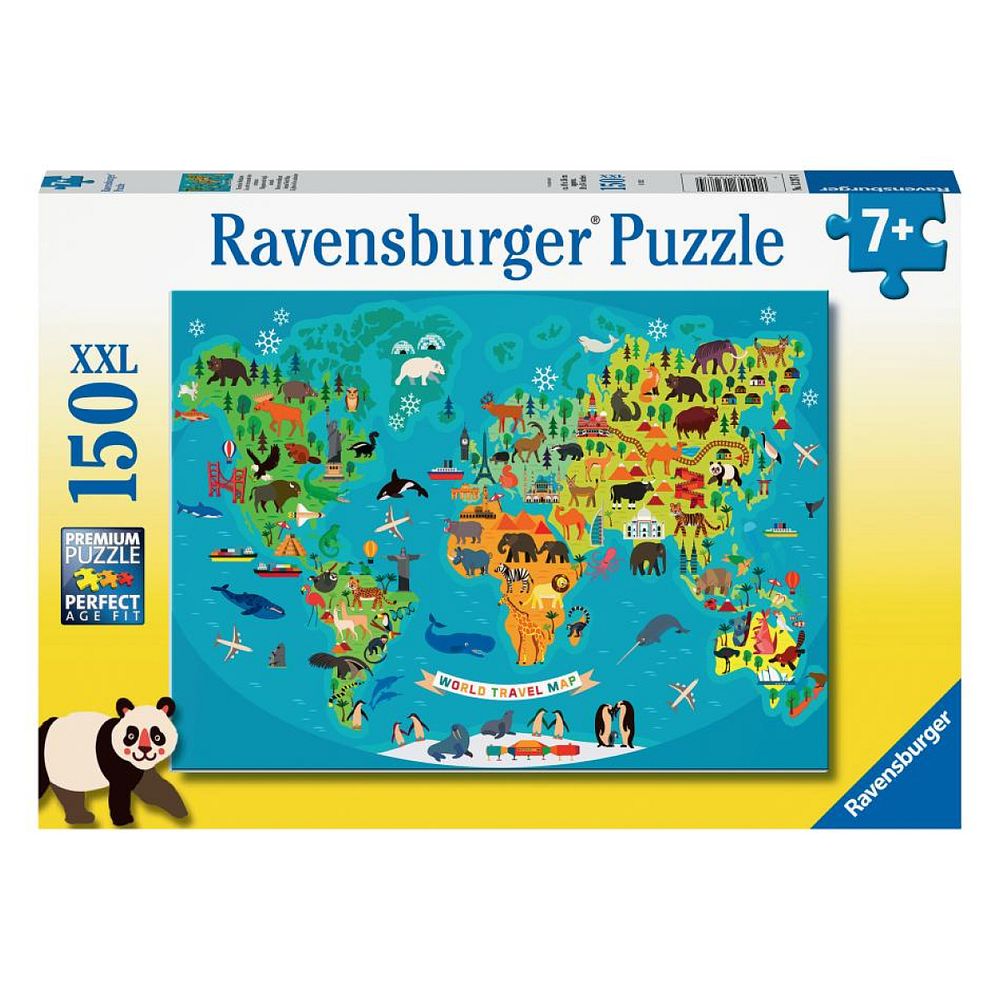 Puzzle 150 p xxl - la carte du monde des animaux