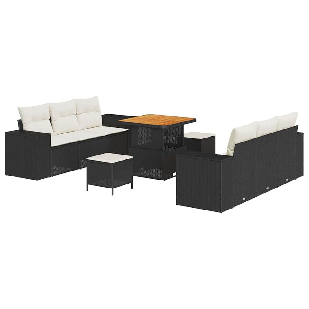Ensemble de canapé de jardin 9 pc noir poly rotin