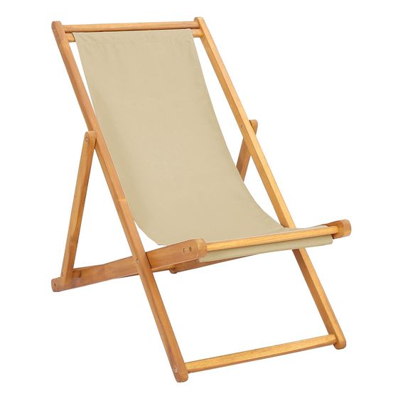 Chaise de plage beige bois de teck massif