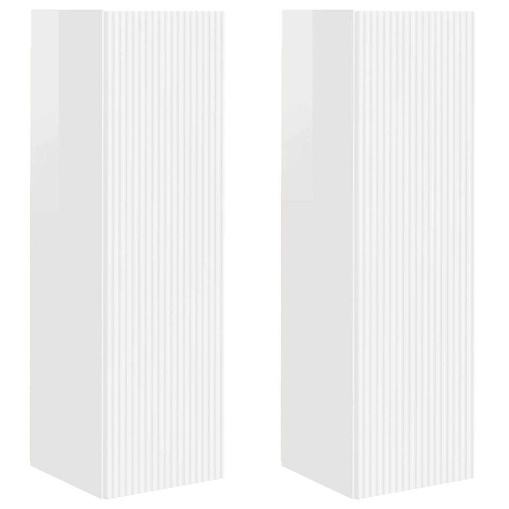 Meuble tv mural 2 pcs blanc brillant 30 x 31 x 100 cm