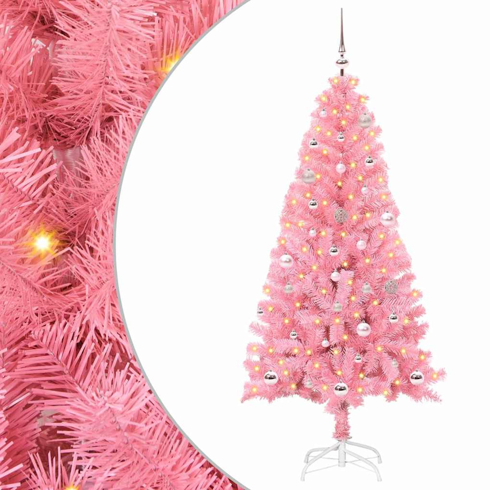 Sapin de noël avec 150 led avec support rose 150 cm pvc
