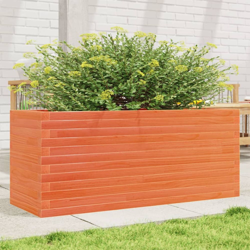 Grande jardinière bois de pin massif jardin 110x40x46 cm marron
