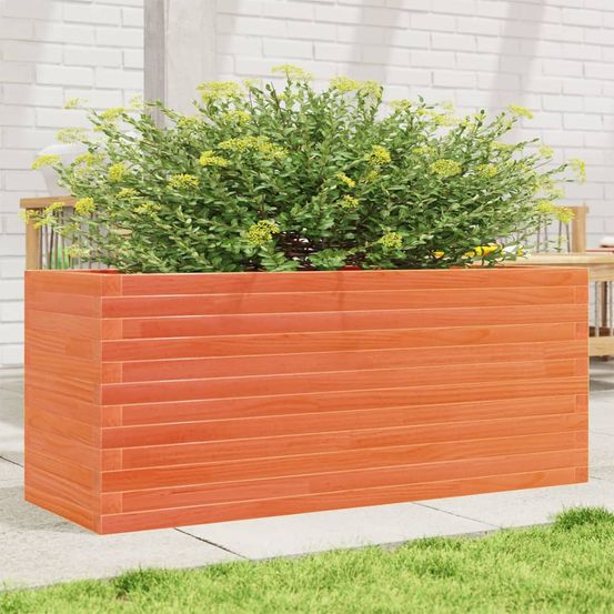 Grande jardinière bois de pin massif jardin 110x40x46 cm marron