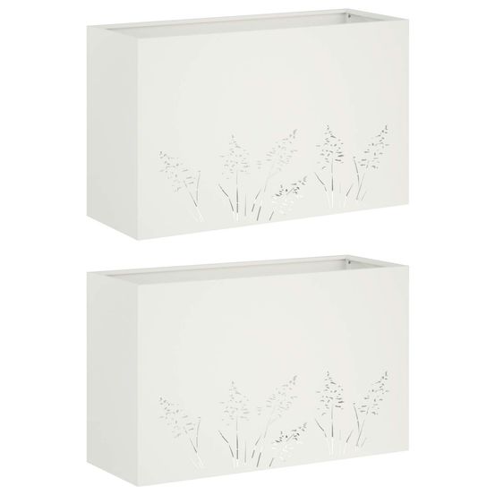 Cache-pot de jardin 2 pc blanc 80 x 30 x 49 cm