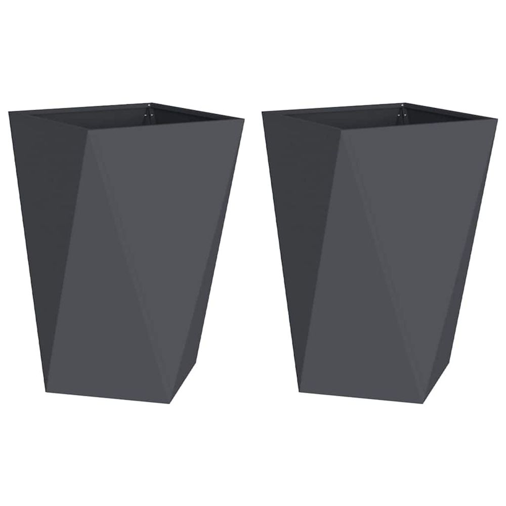 Jardinière d'extérieur 2 pc anthracite 50 x 50 x 75 cm acier