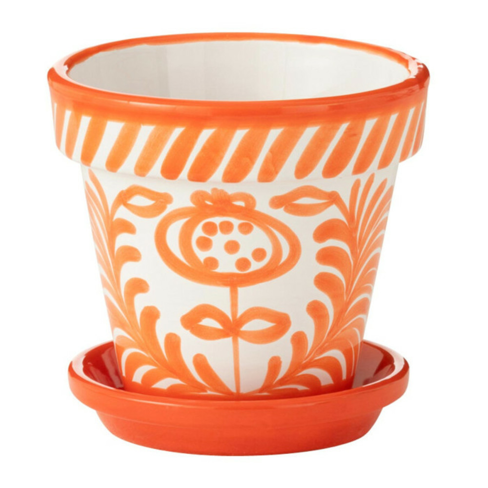 Pot avec soucoupe en céramique 