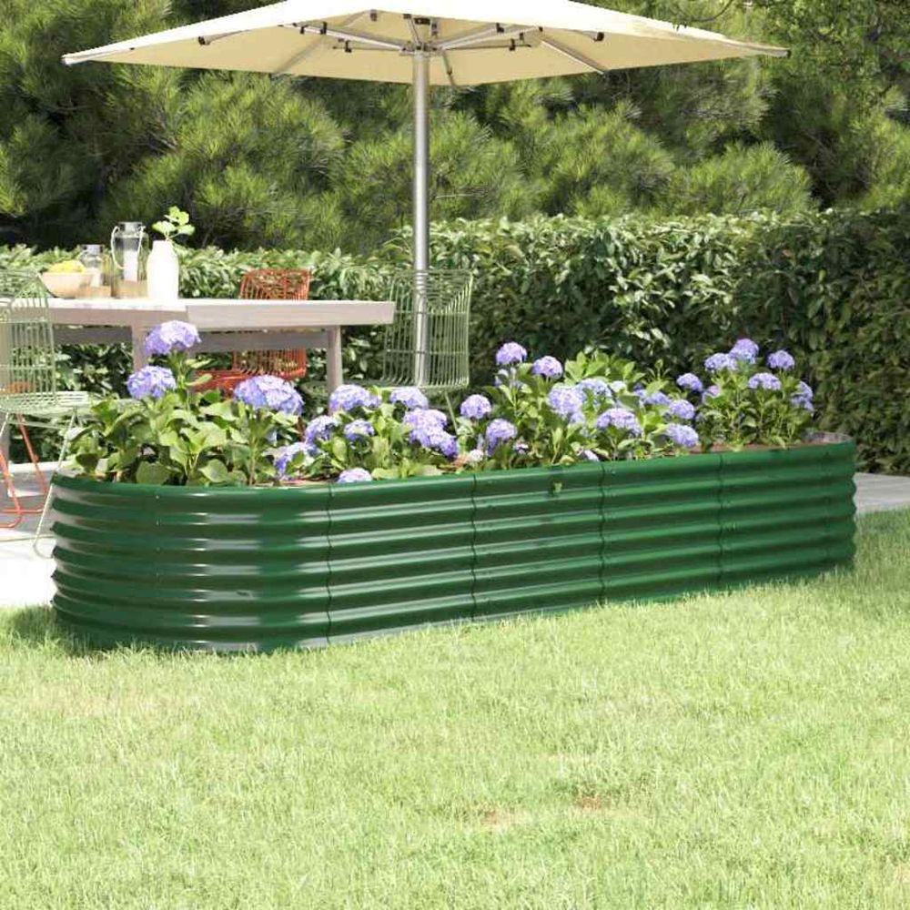 Jardinière potager surélevée acier galvanisé jardin vert 224x80x36 cm
