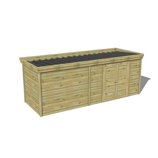 Abri de jardin bois pin traité autoclave 27mm - 5,995x2,14m / 13m2 - bac acier - abri français