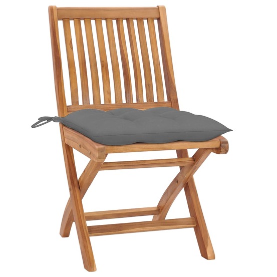 Chaises pliables de jardin avec coussins lot de 8 teck solide