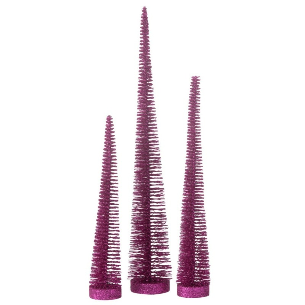 Lot de 3 sapin de noël artificiel en plastique rose 10x10x41 cm h41