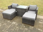 Rattan canapé chaise pouf ensemble de meubles de terrasse de jardin avec table basse haute 4 places
