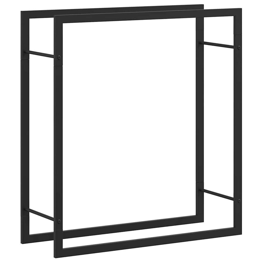 Portant de bois de chauffage noir mat 80x28x86 cm acier