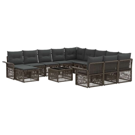 Ensemble de canapé de jardin 13 pc gris et gris foncé polyrotin