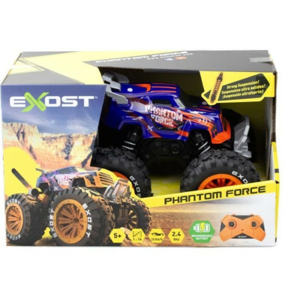 Voiture télécommandée - exost - phantom force 1:16 - 10 km/h - 28 -5 cm - violet et orange - des 5 ans