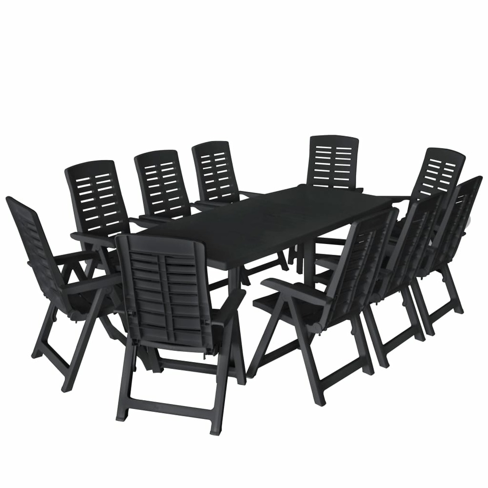Ensemble à manger d'extérieur 11 pcs plastique anthracite