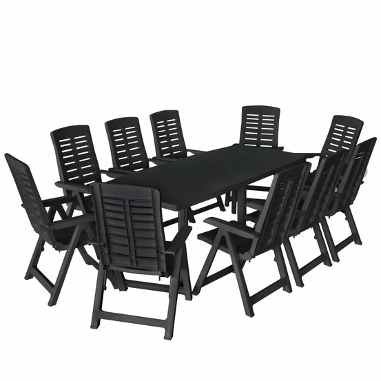 Ensemble à manger d'extérieur 11 pcs plastique anthracite