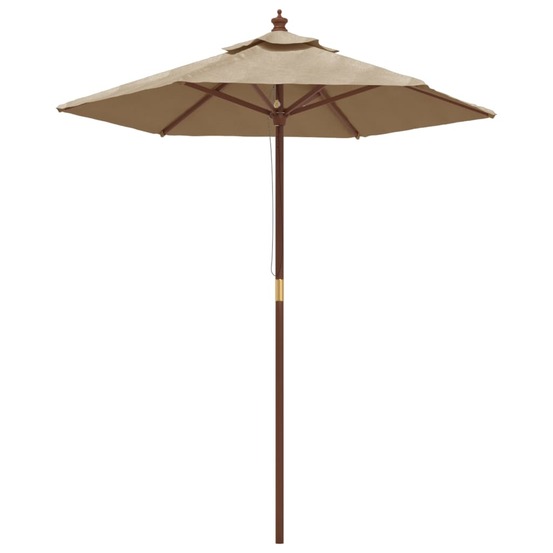 Parasol de jardin avec mât en bois 196 x 231 cm taupe