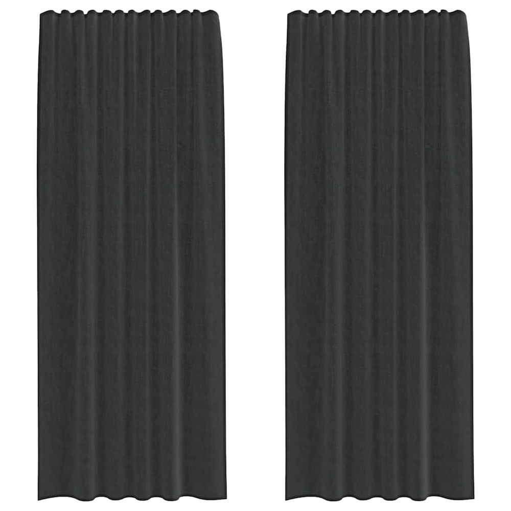 Rideaux en voile avec passe-tringle 2 pcs noir