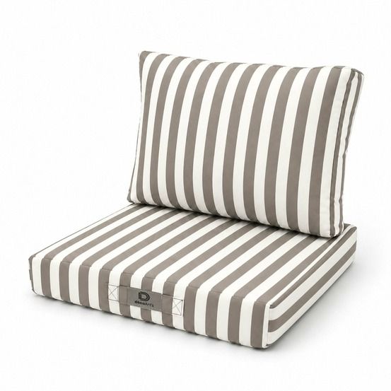 Ensemble coussins chaise jardin 40x40 rayure beige - premium 270g (assise + dossier)