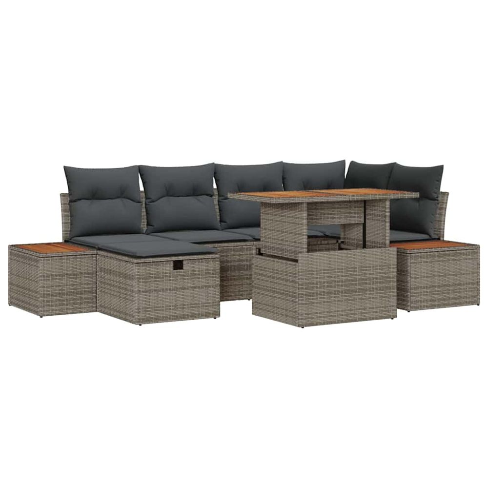 Ensemble de canapé de jardin 7 pc gris polyrotin
