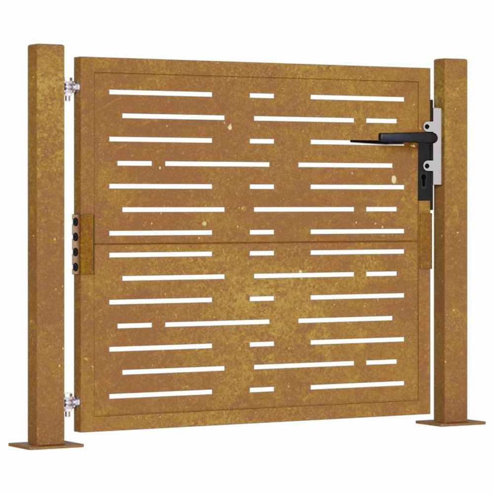 Portail de jardin 100x100 cm en acier corten, design carré