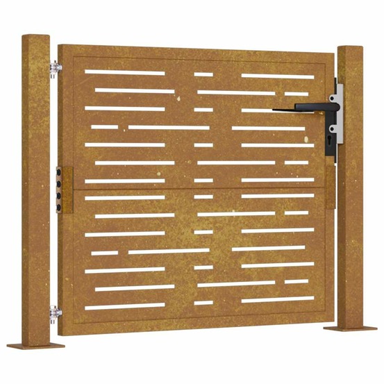 Portail de jardin 100x100 cm en acier corten, design carré