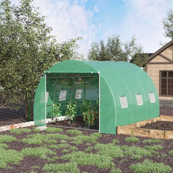 Serre tunnel de jardin acier et pe 3 x 3 x 2 m verte pour potager avec 6 fenêtres - comfortxl outdoor living