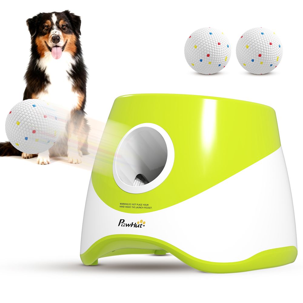 Lanceur balles automatique abs pour chien jeu interactif 3 distances réglables vert - comfortxl outdoor living