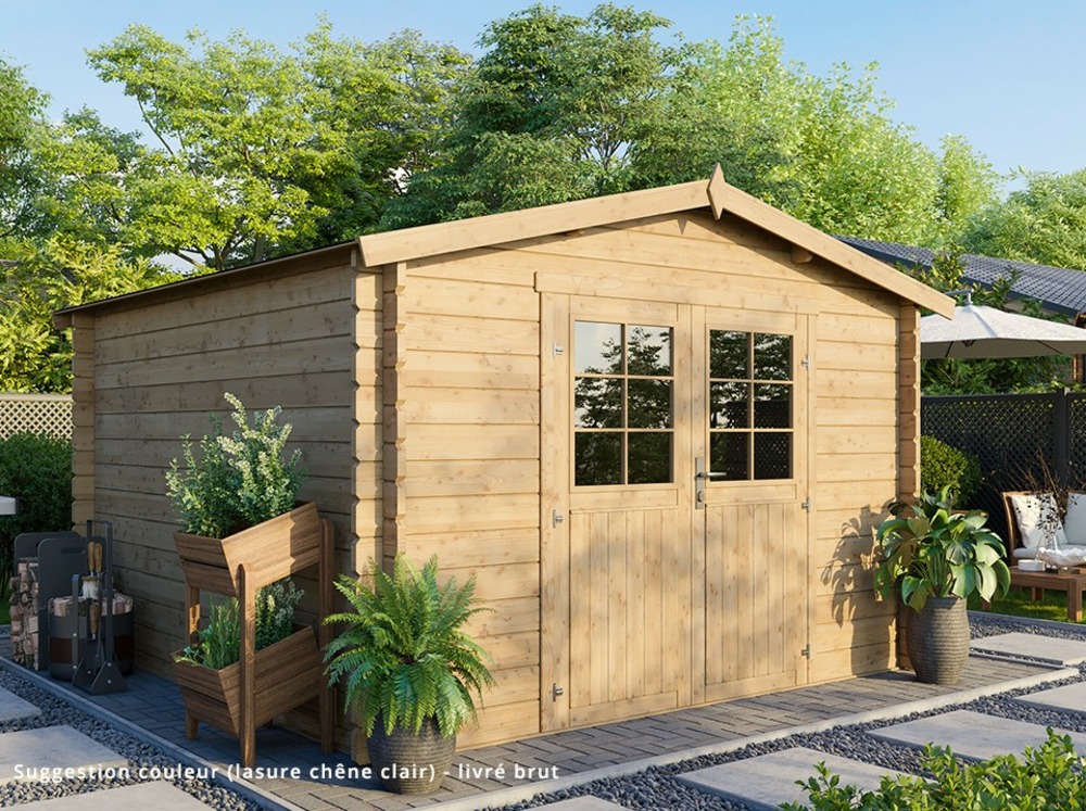 Direct abris abri de jardin en bois lea – 8m² - 28 mm - abri moto - cabane à outils