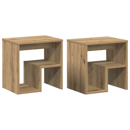 Tables de chevet 2 pcs chêne artisanal bois d'ingénierie