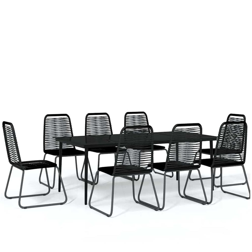 Ensemble à manger de jardin 9 pcs noir