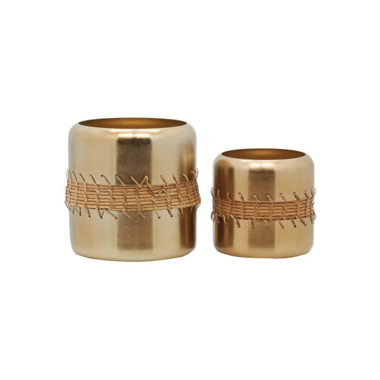 Cache-pot en métal doré et rotin(lot de 2) cache-pots
