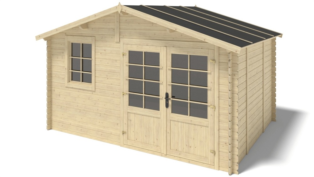 Abri de jardin en bois - 12m2 - 4x3m - ep. 28mm - couleur: naturel - dom710 - altanka