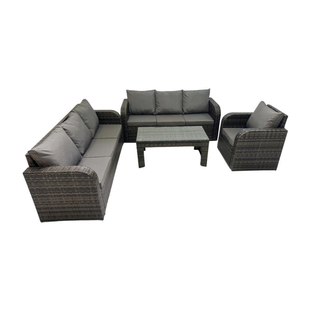 Patio ensembles de meubles de jardin 7 places ensemble de canapés en rotin avec table basse rectangulaire chaise inclinable