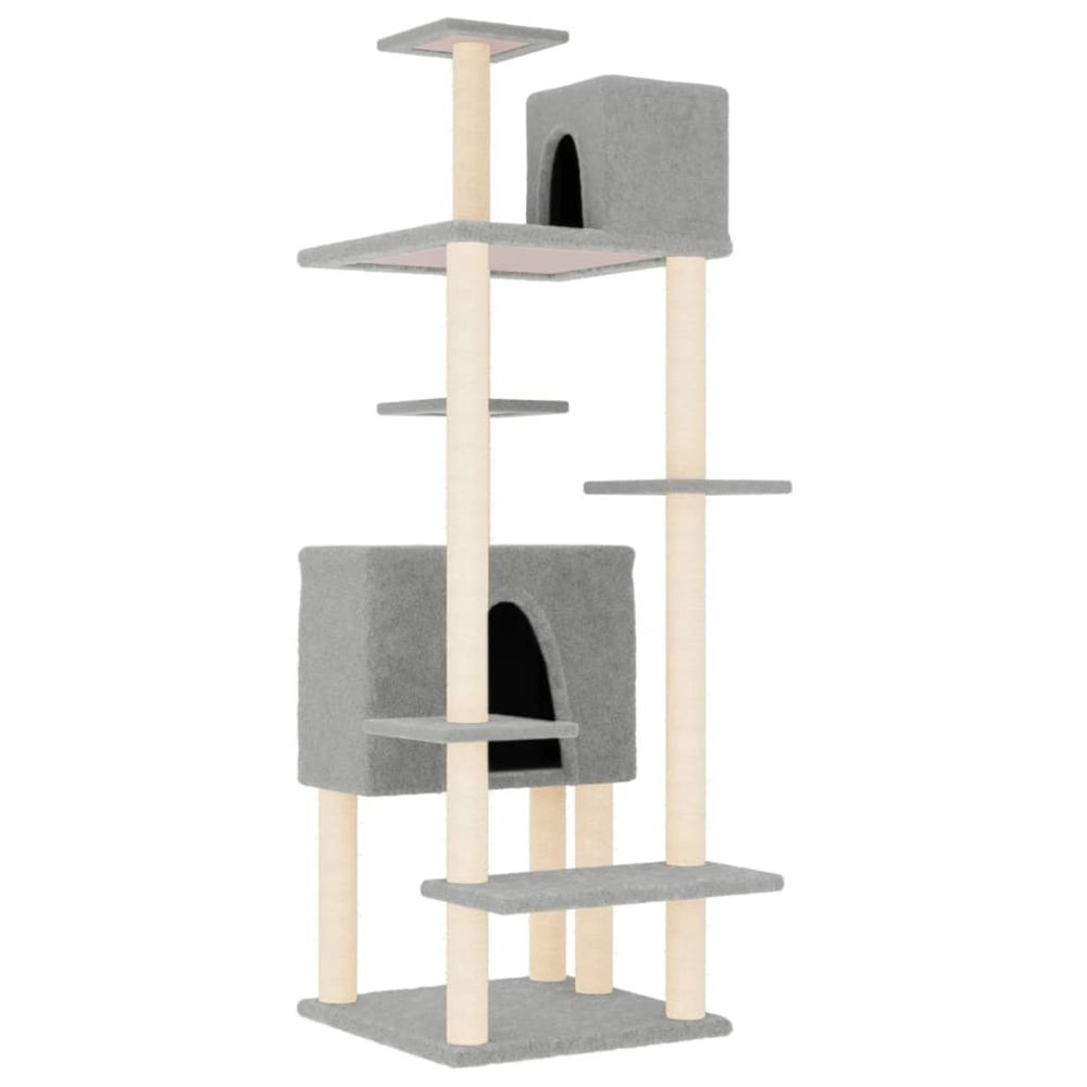 Arbre à chat avec griffoirs en sisal gris clair 154 cm