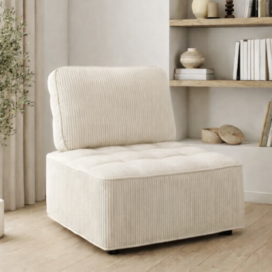Module de canapé et fauteuil alfie en velours côtelé beige