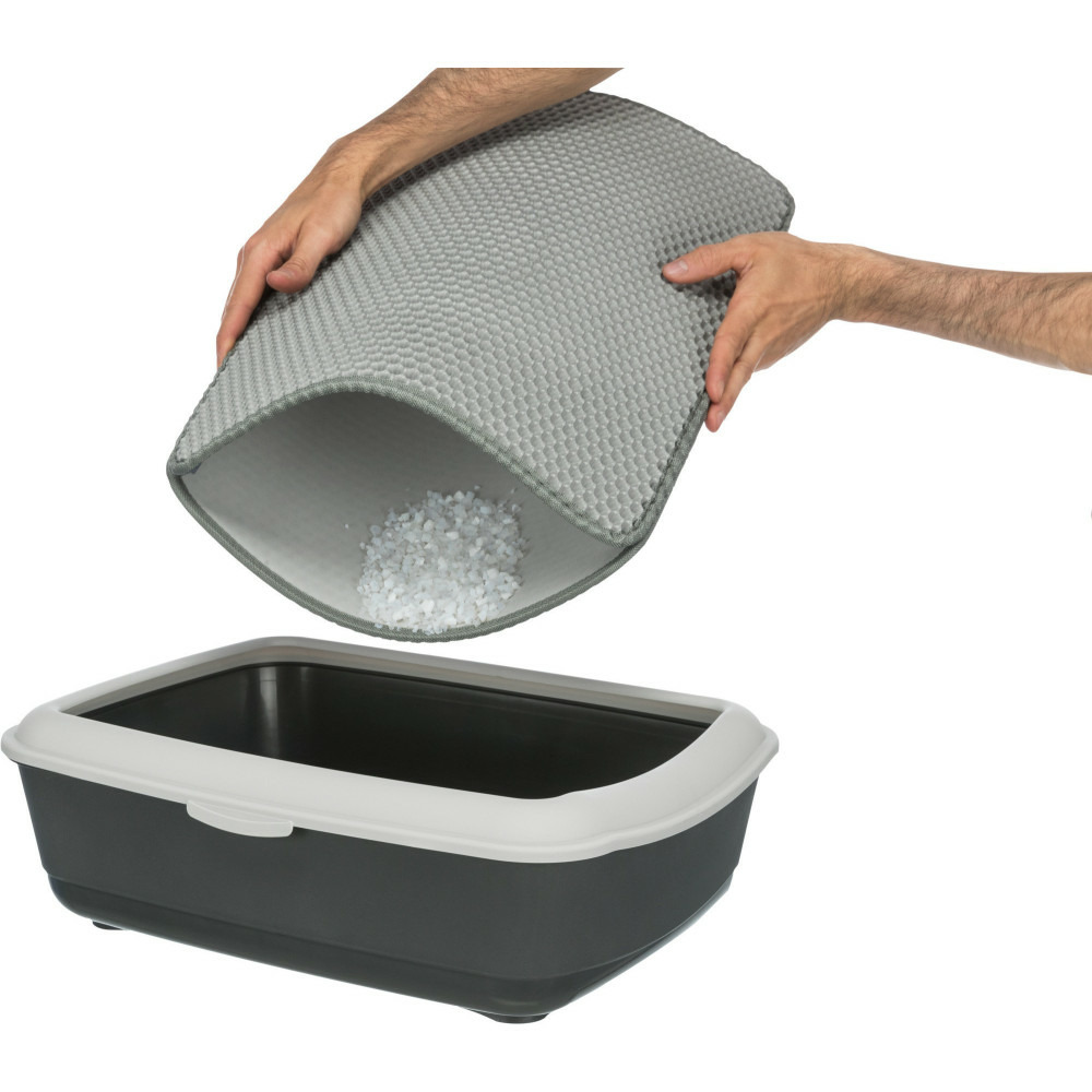 Tapis tamis pour bac à litière 40 × 55 cm noir ou gris pour chat