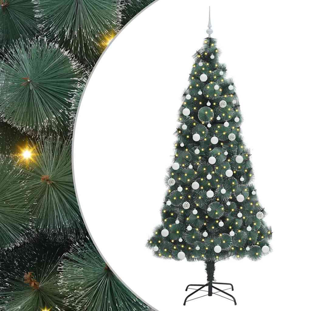 Sapin de noël artificiel pré-éclairé avec ensemble de boules
