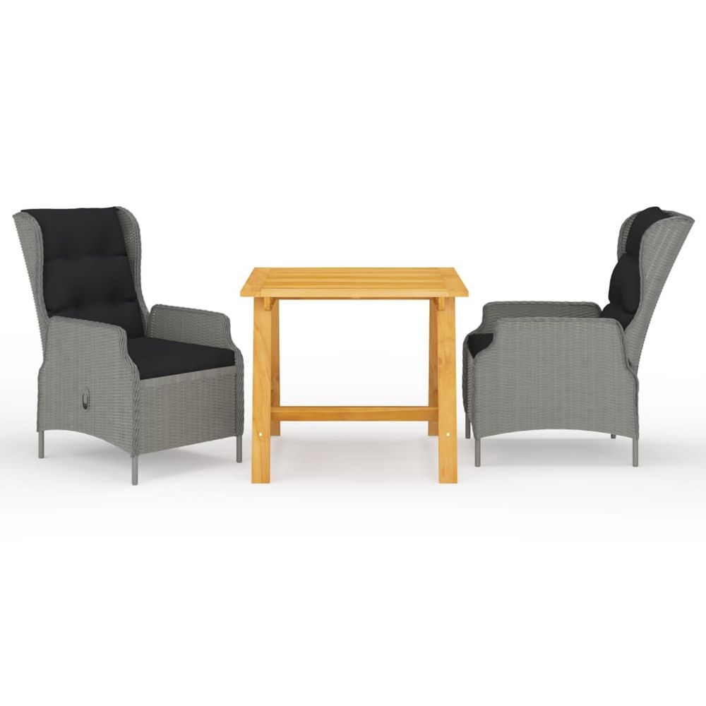 Ensemble à manger de jardin 3 pcs gris clair