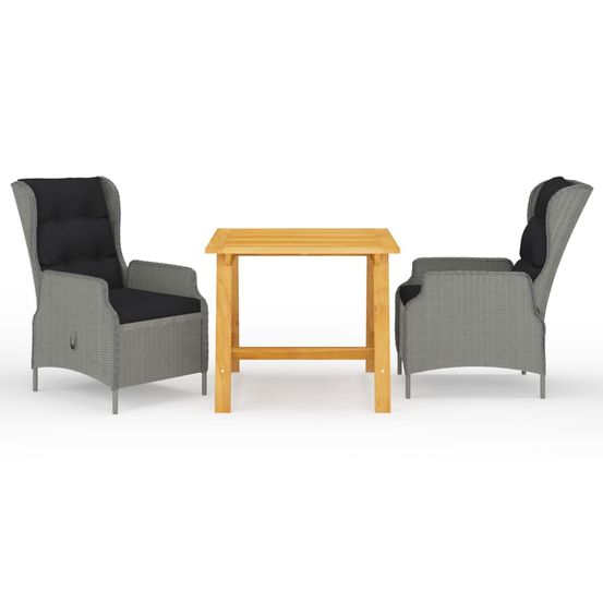 Ensemble à manger de jardin 3 pcs gris clair