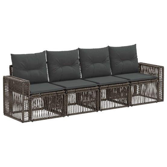 Ensemble de canapé de jardin 4 pc gris et gris foncé polyrotin