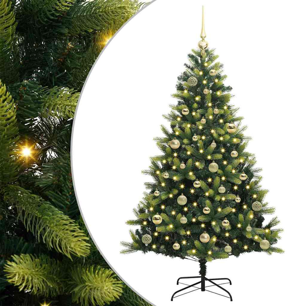 Arbre de noël artificiel à charnières 150 led vert 150 cm