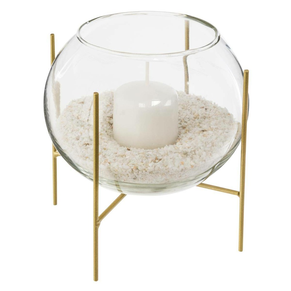 Photophore En Verre Et Bois, Racine Avec Verre Pour Une