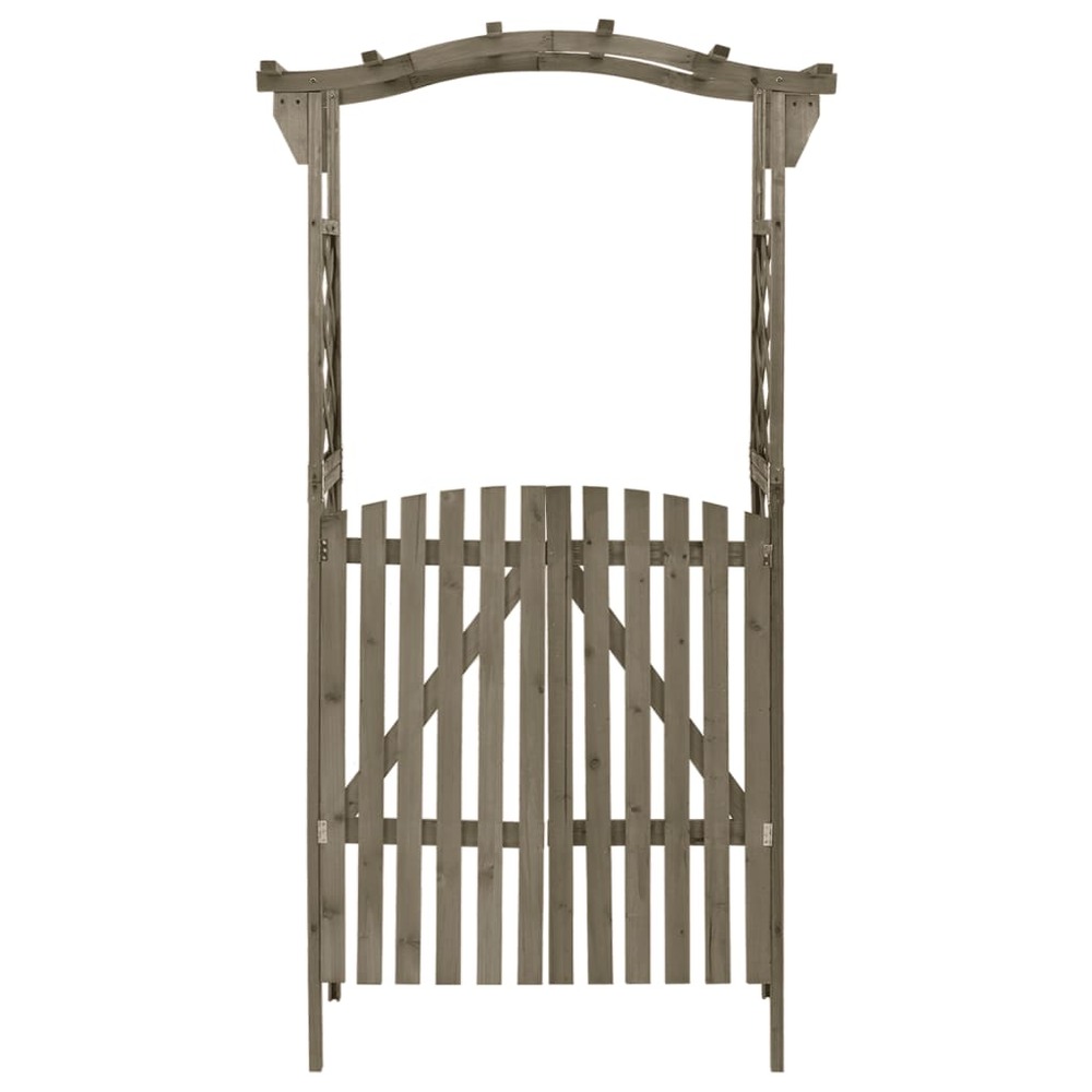 Pergola avec portail 116x40x204 cm gris bois de sapin massif