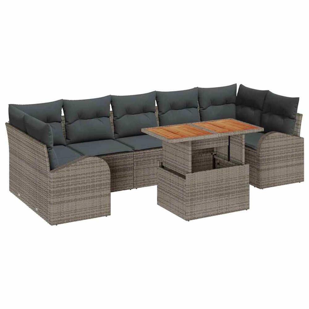 Ensemble de canapé de jardin 8 pc gris poly rotin