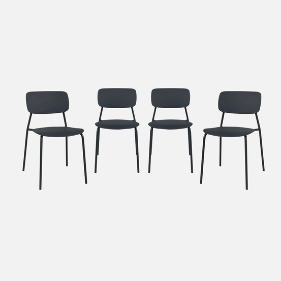 Lot de 4 chaises de jardin empilables acier et plastique - liva