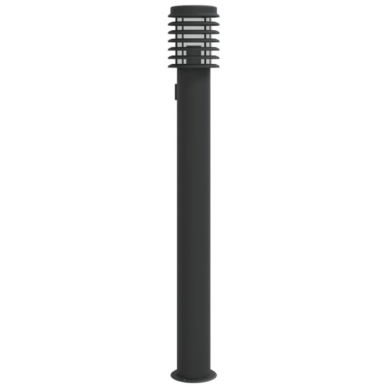 Lampadaire d'extérieur avec sortie 110 cm acier inoxydable noir