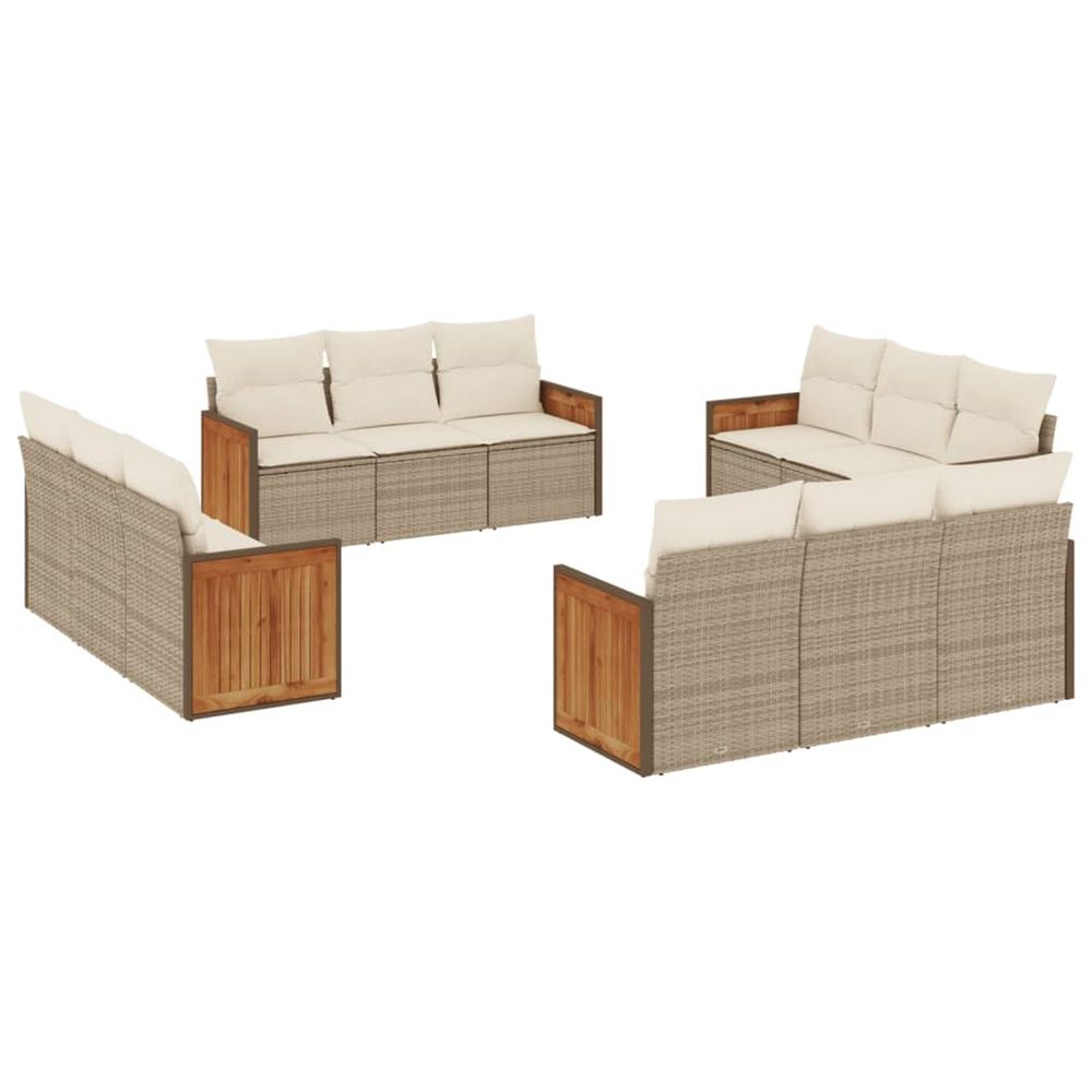 Salon de jardin avec coussins 12 pcs beige résine tressée