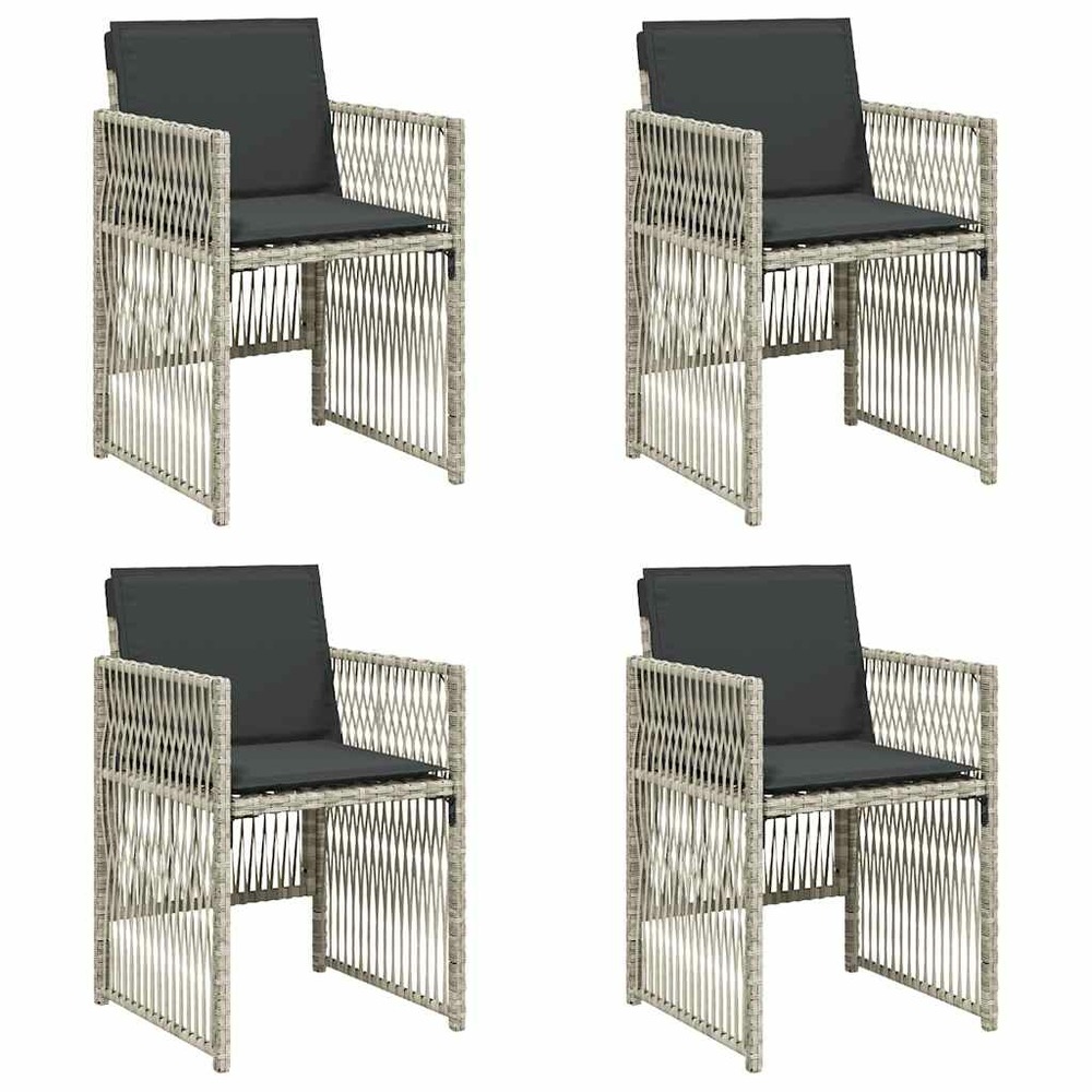 Chaises de jardin avec coussins lot de 4 gris clair poly rotin
