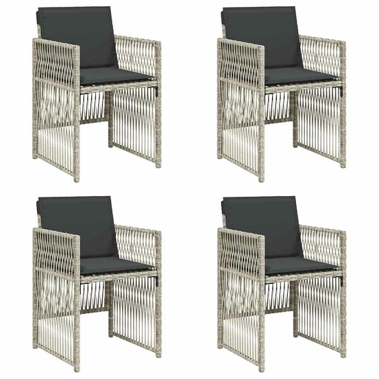 Chaises de jardin avec coussins lot de 4 gris clair poly rotin